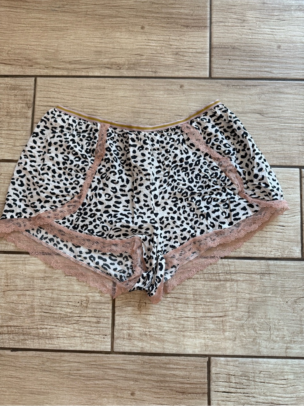Victoria's Secret Leopard Print Lace-Trim Sleep Shorts in Pink and Black